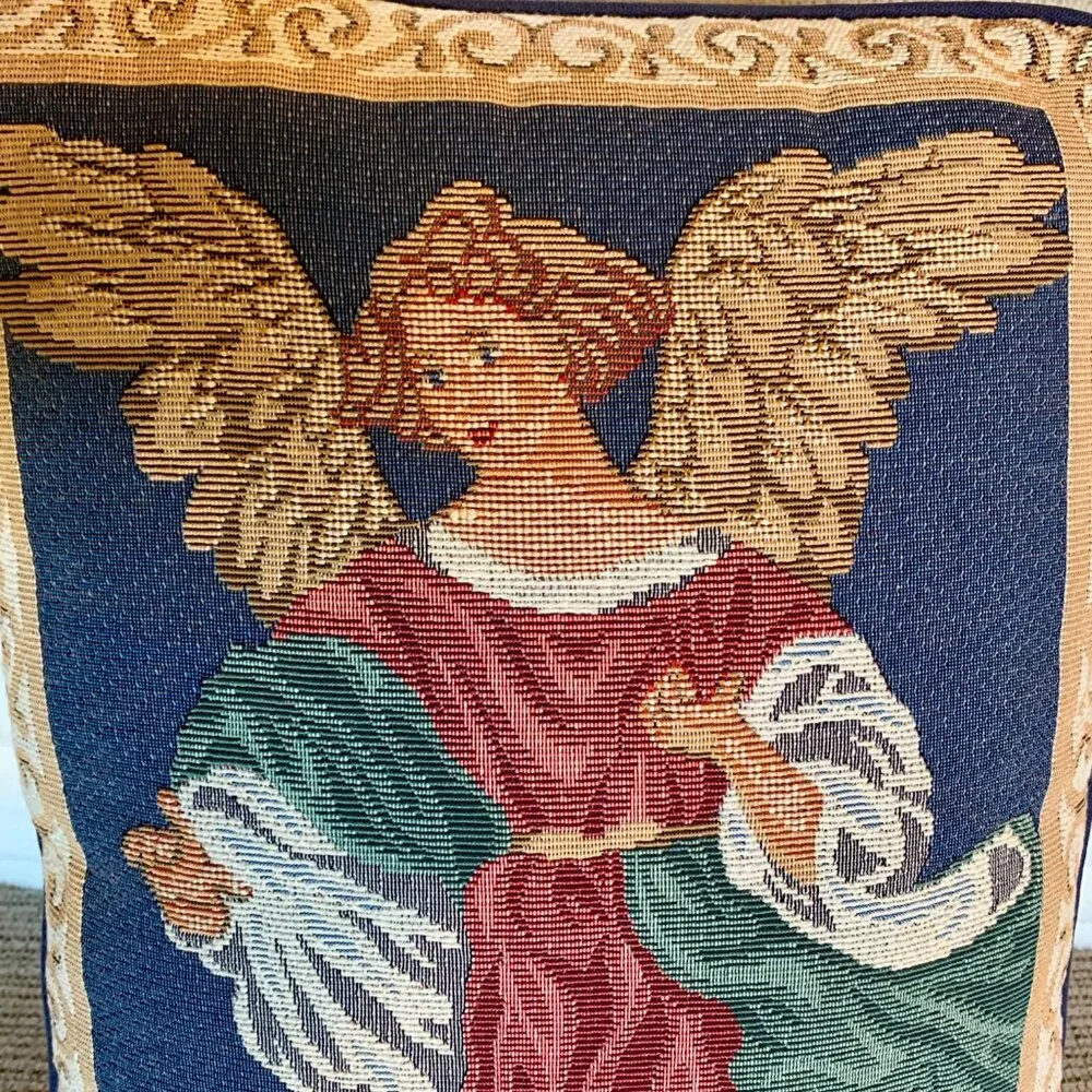 Guardian Angel Throw Pillow Tapestry Victorian Christmas Rectangular Decorative